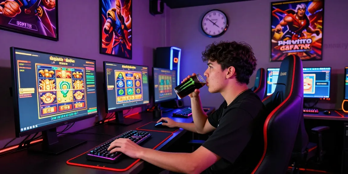 Pajaktoto daftar player immersed in thrilling online gaming experience, showcasing vibrant screens and modern gaming setup.