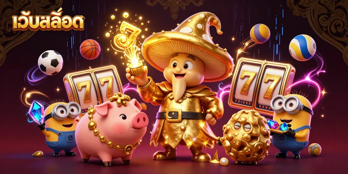 Experience the thrill of เว็บสล็อต with vibrant characters and dynamic slot elements in a rich 3D illustration.