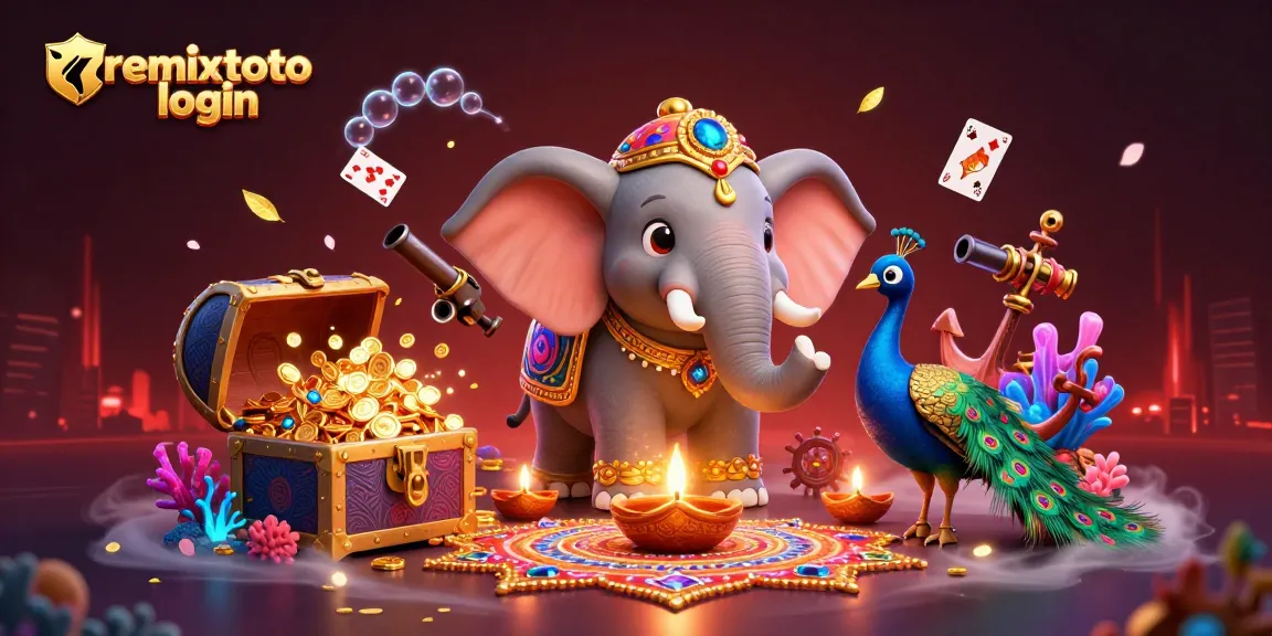 Engage in thrilling gameplay with remixtoto login, featuring vibrant 3D illustrations and dynamic casino elements.