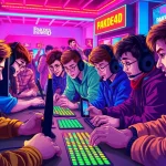 Permainan PAKDE4D game yang menarik dengan pemain bersemangat di ruang permainan modern.