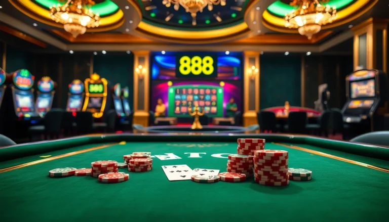 Experience online gambling with u 888 at a vibrant casino table filled with excitement and luxury.