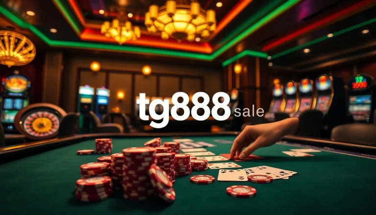 Experience the thrill of tg88 sale with vibrant poker chips and an elegant casino setting.