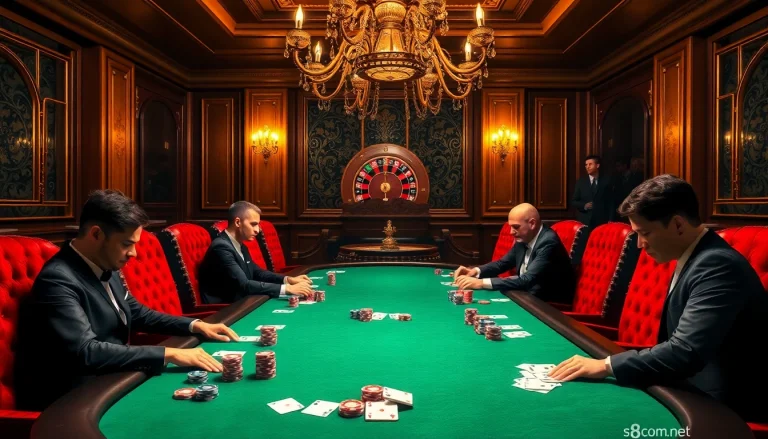 Experience the excitement of gambling action at https://s8com.net with intense poker games and luxurious casino aesthetics.