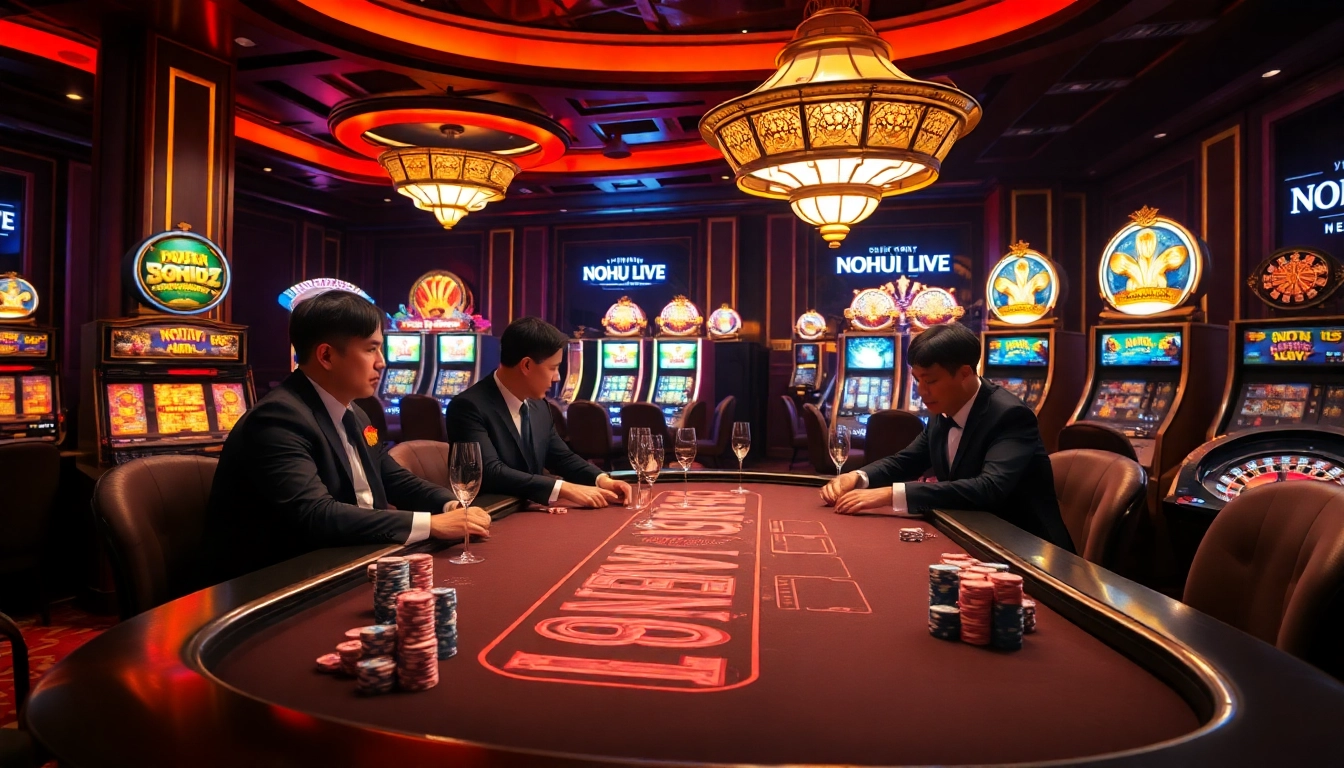 Experience the thrill of NOHU LIVE as players engage at a vibrant casino table filled with excitement.