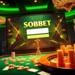 Sbobet login indonesia highlighted on a luxurious casino interface with poker chips and roulette wheel.